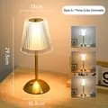 Vintage Kristall-Tischlampe mit drei Lichtfarben und Goldfuß für luxuriöses Ambiente - Vertikaler Streifenkristallstil G (3-Farben-Dimmung) / Touch-Schalter / Gold