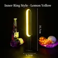 Wiederaufladbare zitronengelbe LED-Bartischlampe, kreative Schreibtischlampe für Cafés und Bars - Innerer Ring Stil (Mit Ladegerät) / Zitronengelb