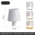 White cordless LED table lamp with Type-C charging and three adjustable light modes - Cylinder Style / Plastic Style-TYPE C / White