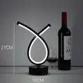Creative spiral LED bar table lamp in black finish with cool white light effect - Push Button Switch / With Charger / White