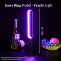 Wiederaufladbare minimalistische LED-Bar-Tischlampe mit lila Licht für Café-Dekoration - Innerer Ring Stil (Mit Ladegerät) / Lila