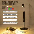Rechargeable LED bar table lamp, black metal 1800mAh battery, 30cm height, warm light. - Single Head Warm White Style / Push Button Switch