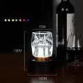 Elegant white LED rechargeable bar table lamp with crystal shade and 13cm height - Standard White Light (With Charger) / Push Button Switch