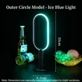 Kreative eisblaue ovale LED Akku-Tischlampe für Bar Café und Ambientelicht-Dekor - Äußerer Ring Stil (Mit Ladegerät) / Eisblaues Licht