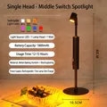 Modern black rechargeable bar table lamp with 1800mAh battery for lounge - Single Head Yellow Light Style / Push Button Switch