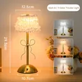 Luxury gold rechargeable bedside lamp with ruffled shade and 3-color dimming mode - Style A - Ribbon Butterfly Lamp / 3-Color Dimming-USB Rechargeable