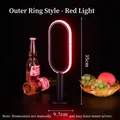 Moderne ovale LED-Bar-Lampe mit rotem Neonlicht und 35 cm Höhe - Äußerer Ring Stil (Mit Ladegerät) / Rot