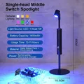 Modern rechargeable LED bar table lamp with 1800mAh battery and adjustable spotlight - Single Head Blue Light Style / Push Button Switch
