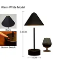 Sleek black rechargeable pleated LED bar table lamp featuring a classic red button switch - Warm White Light (Charger Included) / Push Button Switch / Black