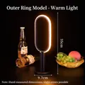 Ovale LED Bar Tischlampe mit warmgelbem Licht in elegantem Schwarz für Cafés und Bars - Äußerer Ring Stil (Mit Ladegerät) / Gelb