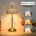 Elegant USB rechargeable table lamp featuring a gold bow tie and tiered plaid fabric shade - Style B - Plaid Butterfly Lamp / 3-Color Dimming-USB Rechargeable