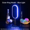 Ovale LED-Akku-Bartischlampe mit blauem Licht, 35 cm Höhe für die Café-Dekoration. - Äußerer Ring Stil (Mit Ladegerät) / Blau