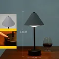 Warm white cordless LED table lamp featuring grey pleated shade and button switch - Warm White Light (Charger Included) / Push Button Switch / Gray