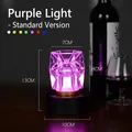 Modern rechargeable crystal LED table lamp for bars with purple atmosphere lighting - Standard Purple Light (With Charger) / Push Button Switch