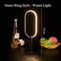 Moderne schwarze ovale LED-Bartischlampe mit warmem Licht für Cafés und Bars 35 cm - Äußerer Ring Stil (Mit Ladegerät) / Warmweiß
