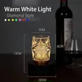 Warm white LED rechargeable bar table lamp featuring a diamond crystal texture shade - Diamond Pattern Style / Push Button Switch / Warm White