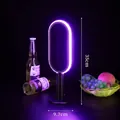 Kreative minimalistische ovale LED-Barlampe mit lila Umgebungslicht, 35 cm Höhe - Äußerer Ring Stil (Mit Ladegerät) / Lila