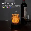 Atmospheric rechargeable yellow LED bar lamp with decorative crushed diamond crystal - Diamond Pattern Style / Push Button Switch / Yellow