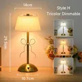 Elegant gold desk lamp with bow detail and pleated shade, USB rechargeable - Style H - Cloud Pleat Butterfly Lamp / 3-Color Dimming-USB Rechargeable