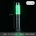 Silver rechargeable LED strobe baton with green light for club atmosphere 4.2x22.3cm - Aluminum Alloy Body / Silver Body (Green Light)
