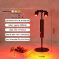 Lampe de table LED rechargeable à deux têtes en métal noir pour la décoration des bars - Modèle à Double Tête / Interrupteur à bouton-poussoir / Rouge