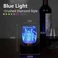 Rechargeable blue LED bar table lamp featuring a crystal diamond texture design - Diamond Style + Blue Light (With Charger) / Push Button Switch