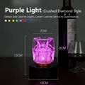 Purple crystal LED rechargeable table lamp with diamond pattern for bar atmosphere lighting - Diamond Style + Purple Light (With Charger) / Push Button Switch