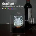 Rechargeable crystal LED table lamp for bars with black base and glowing prism light - Diamond Style + Gradient Light (With Charger) / Push Button Switch