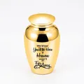 Small gold memorial cremation urn for pet ashes with engraved heart quote - Gold