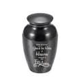 Elegant small black pet cremation urn with 'Heaven wasn't so Far Away' quote engraving - Black