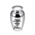 Small stainless steel pet urn with commemorative 'Heaven' engraving - Silver