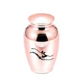 Petite urne cinéraire pour animaux or rose avec motif sentimental de main et patte - Or rose