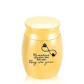 Golden small memorial cremation urn with paw print and heart infinity engraving for pets - Gold