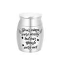 Silver stainless steel cremation urn for pet ashes with Your Wings Were Ready text - 40*30mm / Silver