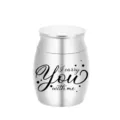 Silver stainless steel pet cremation urn with commemorative engraving text - Silver