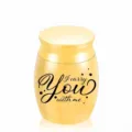 Mini gold stainless steel pet cremation urn for cat ashes with memorial engraving - Gold