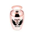 Rose gold stainless steel memorial cremation urn featuring black angel wings and heart - Rose Gold