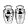 Small silver pet cremation urn with memorial feather engraving and heartfelt quote - Silver