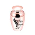 Rose gold pet cremation urn with feather design and memorial poem - Rose Gold