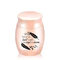 Rose gold mini memorial cremation urn for human pet ashes with angel in heaven quote. - Rose Gold