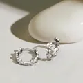 Pendientes de aro de trébol en plata de ley S925 con un acabado brillante de corte diamante - Plata 925 / Plateado