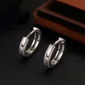 Pendientes de aro de plata 925 con textura brillante de patrón de escamas pez. - Oro blanco