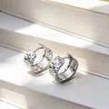 Pendientes de aro en plata S925 con banda ancha y un acabado brillante de textura hielo. - Plata 925 / Oro blanco