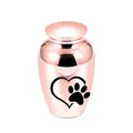 Urne funéraire pour animaux en or rose avec motif cœur et empreinte de patte - Or rose