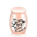 Detailansicht der roségoldenen Urne mit 'Our Love Will Never Die' Gravur und Rosenmotiv - Roségold