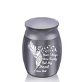 Small memorial pet cremation urn with heart sentiment feather and bird engraving - Black