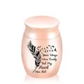 Elegant rose gold mini pet cremation urn featuring feather and bird laser engraving - Rose Gold