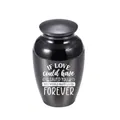 Black memorial urn for human or pet ashes with sentimental engraving 70x45mm - Black