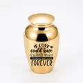Gold 70x45mm mini cremation urn for pet or human ashes with memorial engraving - Gold