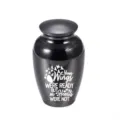 Small black stainless steel cremation urn with 'Your Wings Were Ready' heart engraving - Black